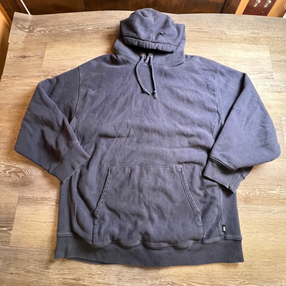 GAP Hoodie Mens XL Faded Black Pullover Heavyweight Fleece Relaxed Streetwear